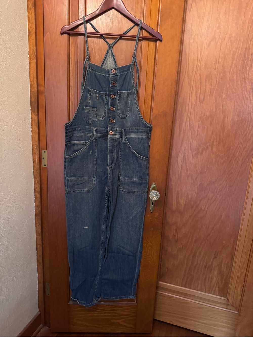 Anthropologie Pilcro Vintage-Style Dark Blue Denim Overalls